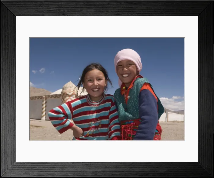Framed Print : Two happy girls, Pamir Highway, Tajikistan, Central Asia, Asia Framed Print : Two happy girls, Pamir Highway, Tajikistan, Central Asia, Asia