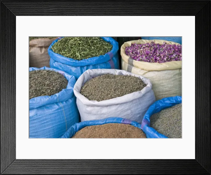 Framed Print : Dried flowers and herbs for sale in the souk, Medina, Marrakech (Marrakesh) Framed Print : Dried flowers and herbs for sale in the souk, Medina, Marrakech (Marrakesh)