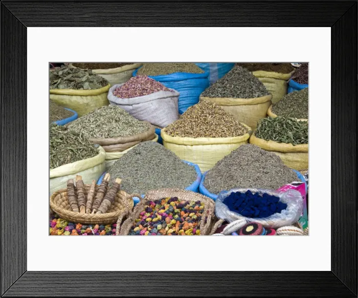 Framed Print : Herbs and spices for sale in the souk, Marrakech (Marrakesh), Morocco, North Africa Framed Print : Herbs and spices for sale in the souk, Marrakech (Marrakesh), Morocco, North Africa