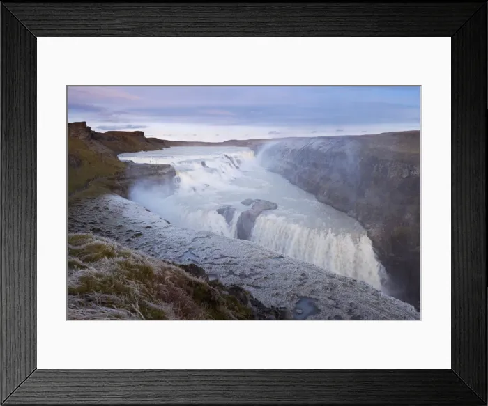 Framed Print : Gullfoss Waterfall (Golden Waterfall) in winter, Golden Circle tourism trail Framed Print : Gullfoss Waterfall (Golden Waterfall) in winter, Golden Circle tourism trail