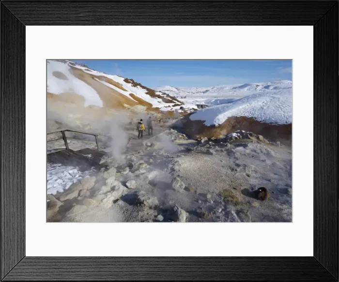 Framed Print : Tourists watching geothermal activity of mudpots, hot springs and fumaroles Framed Print : Tourists watching geothermal activity of mudpots, hot springs and fumaroles