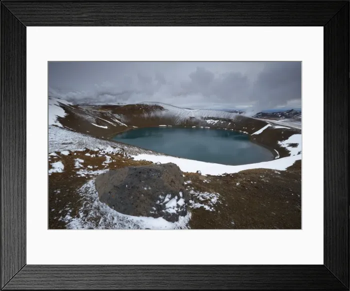Framed Print : Crater lake Viti in winter, on Krafla volcano, Krafla geothermal area near Lake Myvatn Framed Print : Crater lake Viti in winter, on Krafla volcano, Krafla geothermal area near Lake Myvatn