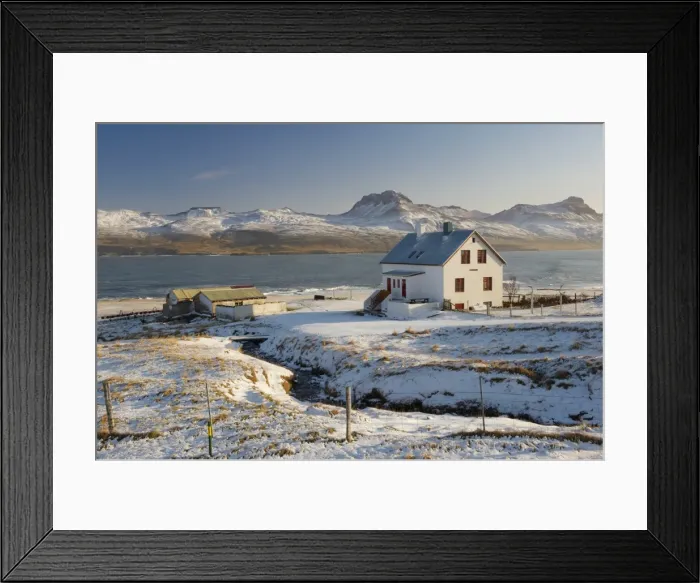 Framed Print : Farm in Borgarfjordur Eystri fjord, Mount Burfell, 464m, on east shore of Borgarfjordur in the distance, East Fjords, Iceland Framed Print : Farm in Borgarfjordur Eystri fjord, Mount Burfell, 464m, on east shore of Borgarfjordur in the distance, East Fjords, Iceland