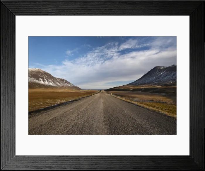 Framed Print : Road 94 in Njardvik valley, Borgarfjordur Eystri fjord in the distance Framed Print : Road 94 in Njardvik valley, Borgarfjordur Eystri fjord in the distance