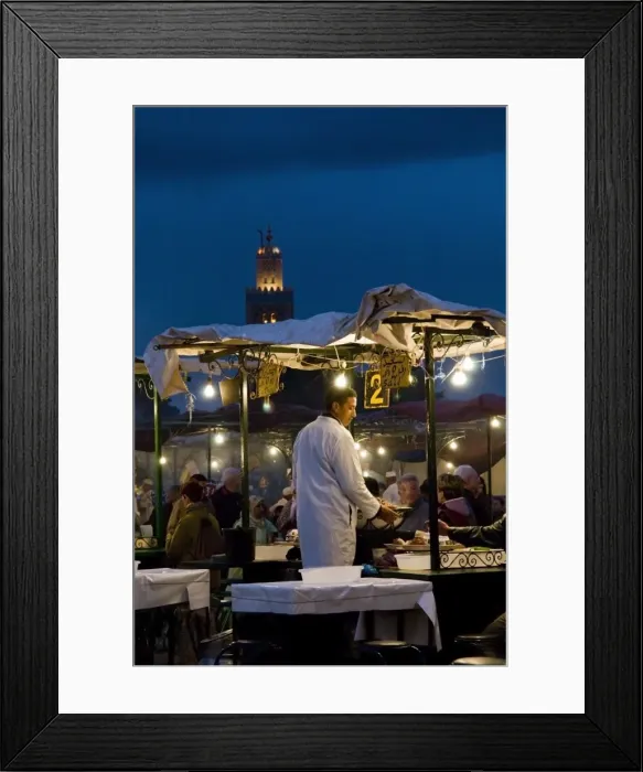 Framed Print : Cook selling food from his stall in the Djemaa el Fna, Place Jemaa El Fna (Djemaa El Fna) Framed Print : Cook selling food from his stall in the Djemaa el Fna, Place Jemaa El Fna (Djemaa El Fna)