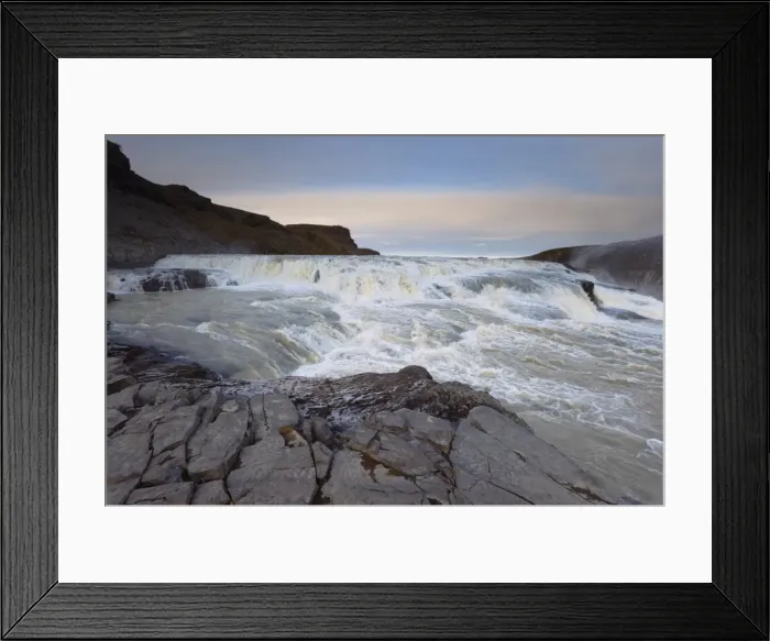 Framed Print : Gullfoss Waterfall (Golden Waterfall) in winter, Golden Circle tourism trail Framed Print : Gullfoss Waterfall (Golden Waterfall) in winter, Golden Circle tourism trail