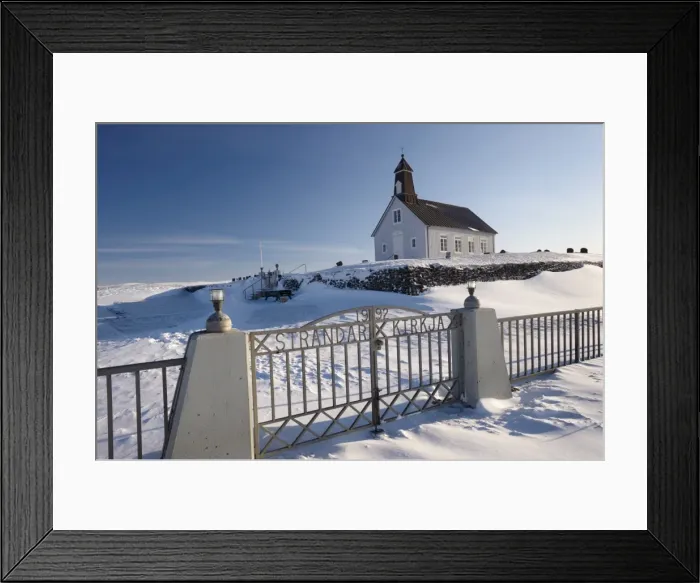 Framed Print : Strandakirkja wooden church in winter, said to be the richest in Iceland Framed Print : Strandakirkja wooden church in winter, said to be the richest in Iceland