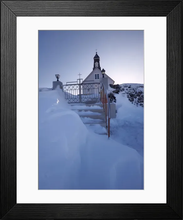 Framed Print : Strandakirkja wooden church in winter, said to be the richest in Iceland Framed Print : Strandakirkja wooden church in winter, said to be the richest in Iceland