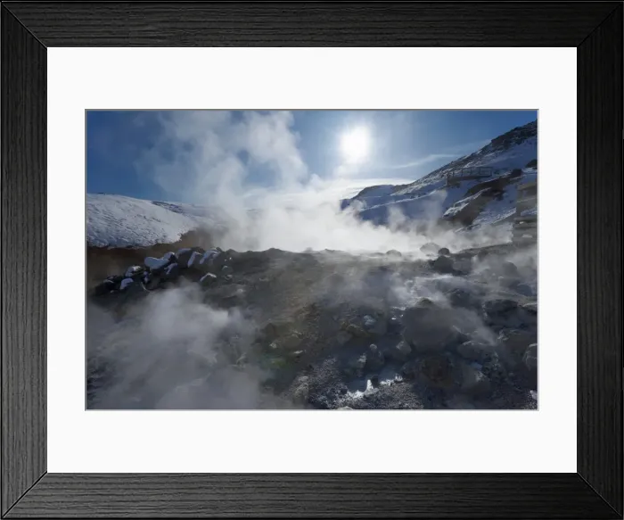 Framed Print : Geothermal activity of mudpots, hot springs and fumaroles, at Krisuvik (Krysuvik-Seltun)