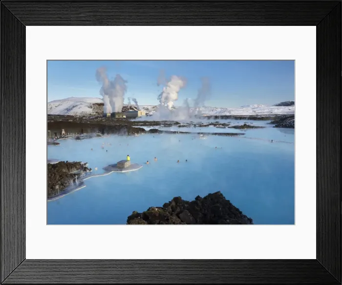 Framed Print : People relaxing in Blue Lagoon geothermal spa, Svartsengi Geothermal Power Station in the distance Framed Print : People relaxing in Blue Lagoon geothermal spa, Svartsengi Geothermal Power Station in the distance