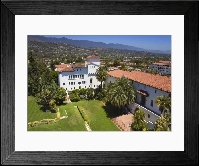 Framed Print : Clock Tower view, Santa Barbara County Courthouse, Santa Barbara, California