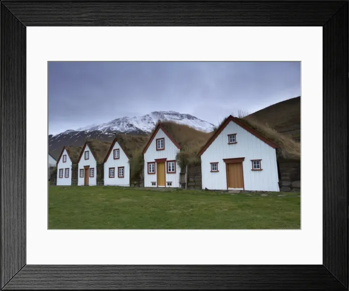 Framed Print : Laufas historic farmstead, large turf farm house built between 1866 and 1970 Framed Print : Laufas historic farmstead, large turf farm house built between 1866 and 1970