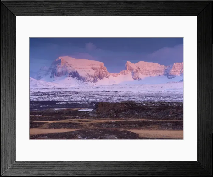 Framed Print : Mount Dyrfjoll (The Door Mountain), 1136m, seen from the west at sunset Framed Print : Mount Dyrfjoll (The Door Mountain), 1136m, seen from the west at sunset
