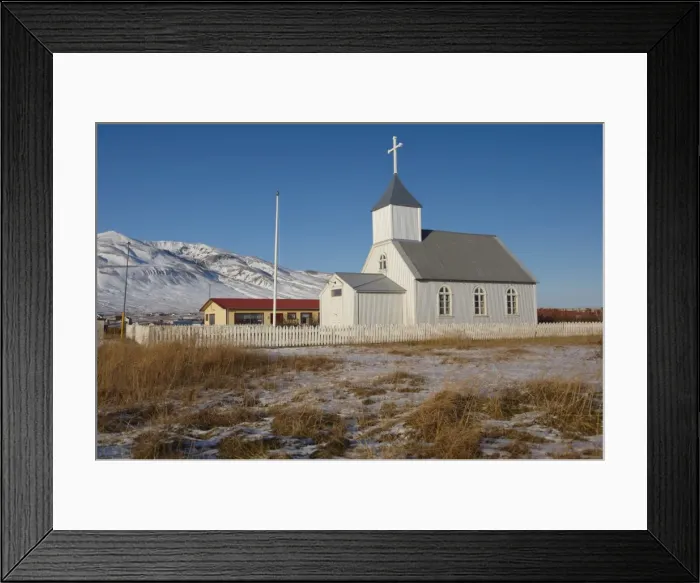 Framed Print : Church at Bakkagerdi, Borgarfjordur Eystri, East Fjords area, Iceland, Polar Regions
