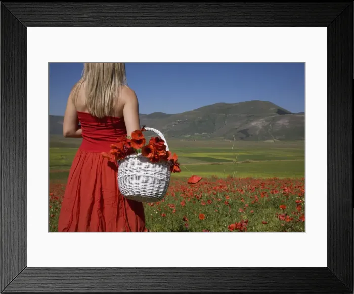 Framed Print : Woman in poppy field, Castelluccio di Norcia, Norcia, Umbria, Italy, Europe Framed Print : Woman in poppy field, Castelluccio di Norcia, Norcia, Umbria, Italy, Europe
