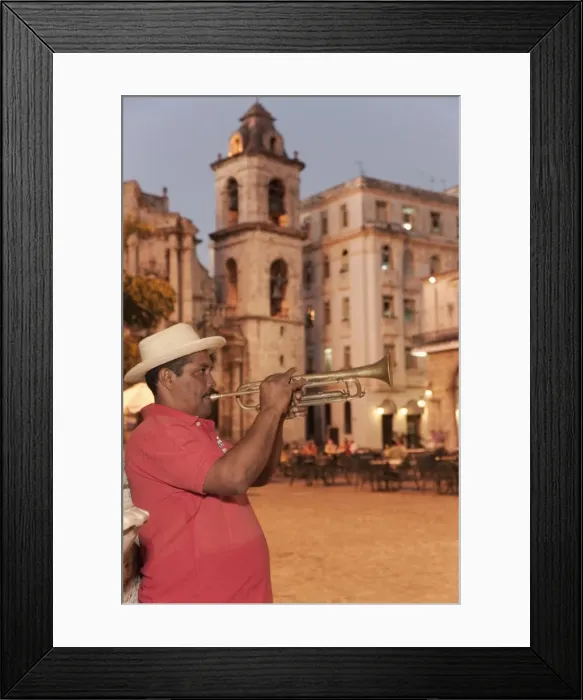 Framed Print : Trumpet player, Plaza de la Catedral, Havana, Cuba, West Indies, Central America Framed Print : Trumpet player, Plaza de la Catedral, Havana, Cuba, West Indies, Central America