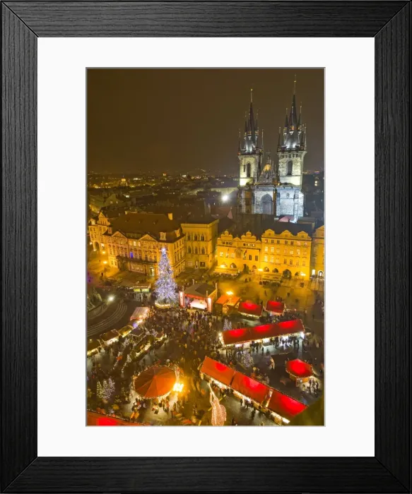 Framed Print : Old Town Square and Tyn Cathedral at Christmas time, viewed from Old Town Hall Framed Print : Old Town Square and Tyn Cathedral at Christmas time, viewed from Old Town Hall