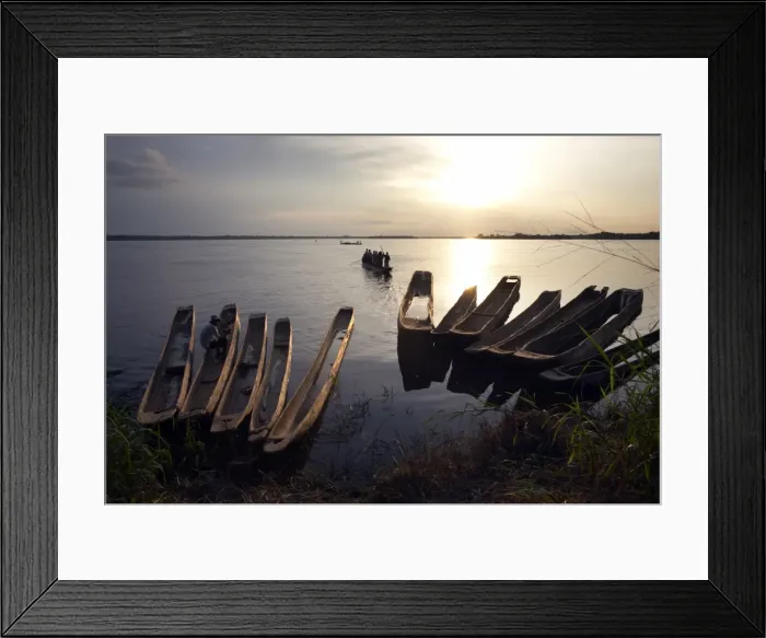Framed Print : Dugout canoes (pirogues) on the Congo River, Yangambi, Democratic Republic of Congo Framed Print : Dugout canoes (pirogues) on the Congo River, Yangambi, Democratic Republic of Congo
