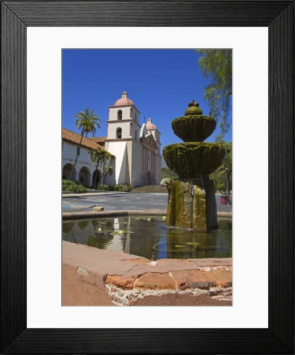 Framed Print : Fountain, Old Mission Santa Barbara, Santa Barbara City, California, United States of America Framed Print : Fountain, Old Mission Santa Barbara, Santa Barbara City, California, United States of America