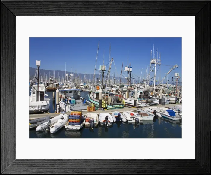 Framed Print : Fishing boats, Santa Barbara Harbor, California, United States of America, North America Framed Print : Fishing boats, Santa Barbara Harbor, California, United States of America, North America