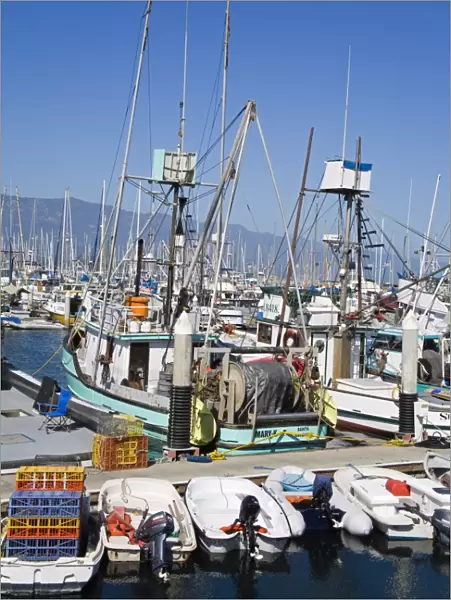 Fishing boats, Santa Barbara Harbor, California, United States of America, North America