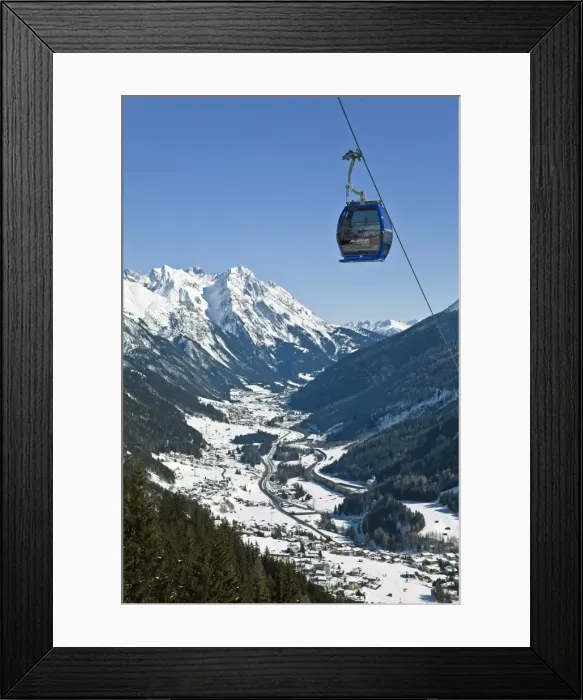 Framed Print : View over St. Jakob from the slopes of the ski resort of St. Anton, St Framed Print : View over St. Jakob from the slopes of the ski resort of St. Anton, St