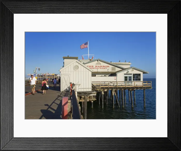 Framed Print : Seafood Restaurant on Stearns Wharf, Santa Barbara Harbor, California, United States of America Framed Print : Seafood Restaurant on Stearns Wharf, Santa Barbara Harbor, California, United States of America