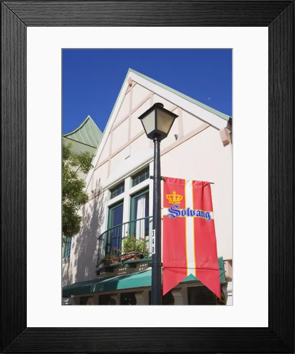 Framed Print : Danish flag, Solvang, Santa Barbara County, Central California, United States of America