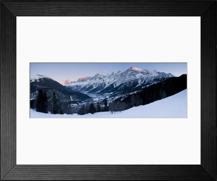 Framed Print : Chamonix Valley, Mont Blanc and the Mont Blanc Massif range of mountains Framed Print : Chamonix Valley, Mont Blanc and the Mont Blanc Massif range of mountains