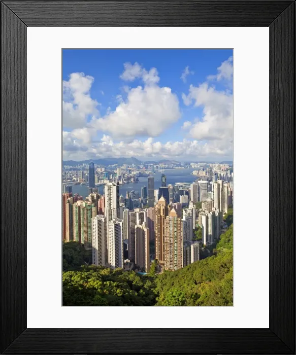 Framed Print : View from Victoria Peak, city skyline and Victoria Harbour, Hong Kong, China, Asia
