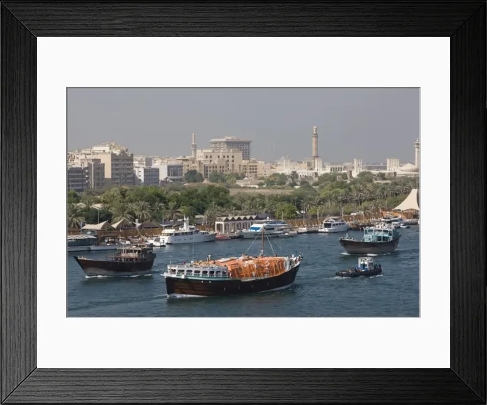 Framed Print : Traditional dhows on Dubai Creek, Dubai, United Arab Emirates, Middle East Framed Print : Traditional dhows on Dubai Creek, Dubai, United Arab Emirates, Middle East