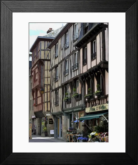Framed Print : Street of half timbered houses, Dinan, Cotes d Armor, Brittany, France, Europe Framed Print : Street of half timbered houses, Dinan, Cotes d Armor, Brittany, France, Europe