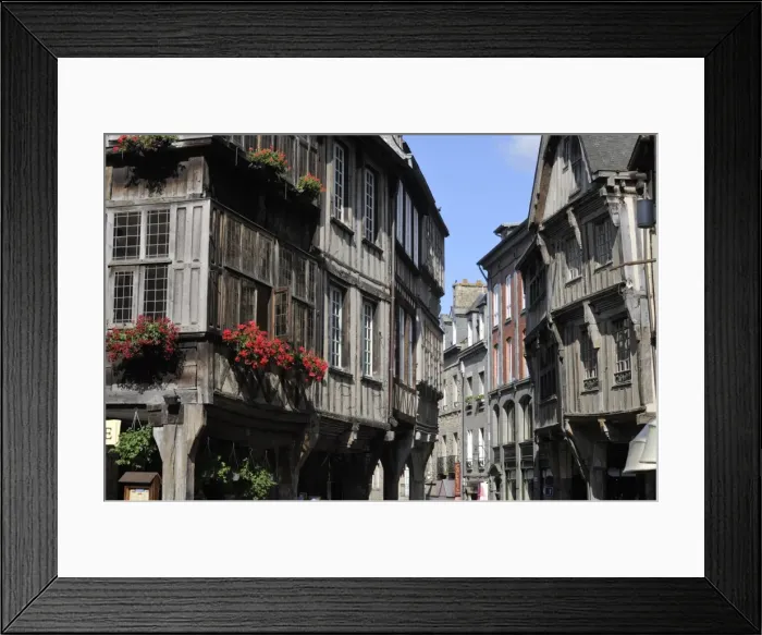 Framed Print : Street of half timbered houses, Dinan, Cotes d Armor, Brittany, France, Europe Framed Print : Street of half timbered houses, Dinan, Cotes d Armor, Brittany, France, Europe