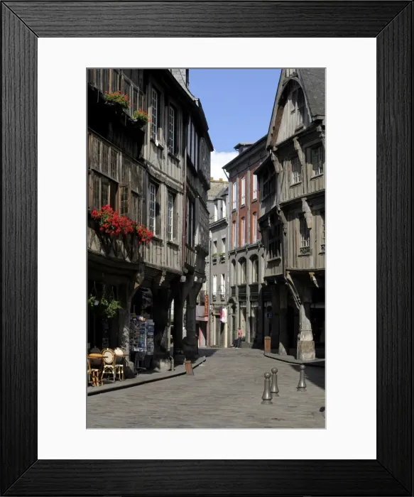 Framed Print : Street of half timbered houses, Dinan, Cotes d Armor, Brittany, France, Europe Framed Print : Street of half timbered houses, Dinan, Cotes d Armor, Brittany, France, Europe