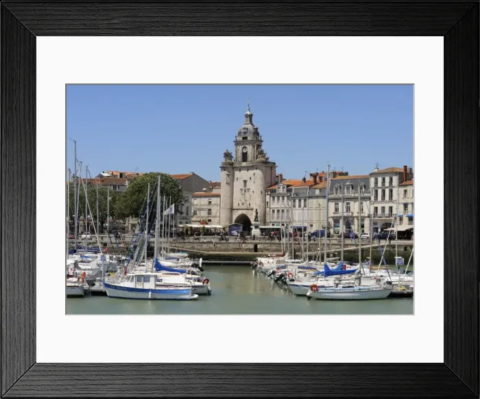 Framed Print : The Great Clock Tower viewed from across Vieux Port, La Rochelle, Charente-Maritime Framed Print : The Great Clock Tower viewed from across Vieux Port, La Rochelle, Charente-Maritime