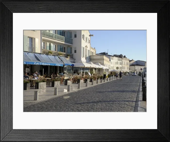 Framed Print : Quayside restaurants, St. Martin-de-Re, Ile de Re, Charente-Maritime, France, Europe Framed Print : Quayside restaurants, St. Martin-de-Re, Ile de Re, Charente-Maritime, France, Europe