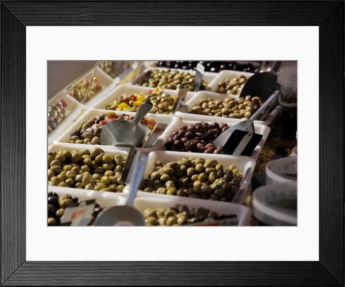 Framed Print : Olives, market stall, France, Europe Framed Print : Olives, market stall, France, Europe