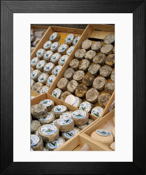 Framed Print : Assorted French cheeses on a market stall, France, Europe
Framed Print : Assorted French cheeses on a market stall, France, Europe