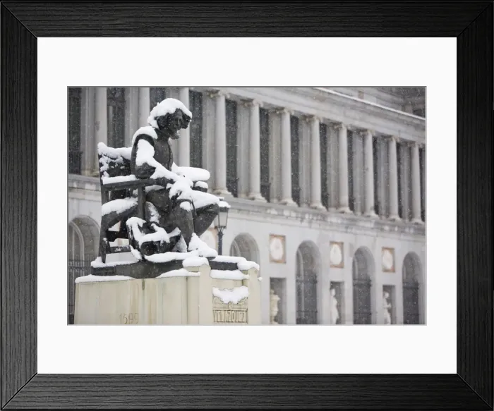 Framed Print : Velasquez statue covered in snow, Prado Museum, Madrid, Spain, Europe Framed Print : Velasquez statue covered in snow, Prado Museum, Madrid, Spain, Europe