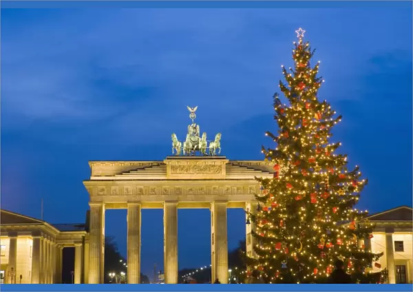 Brandenburg gate at Christmas time, Berlin, Germany, Europe