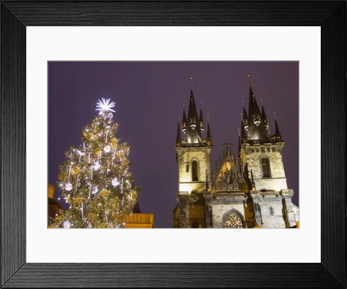 Framed Print : Old Town Square at Christmas time and Tyn Cathedral, Prague, Czech Republic, Europe Framed Print : Old Town Square at Christmas time and Tyn Cathedral, Prague, Czech Republic, Europe