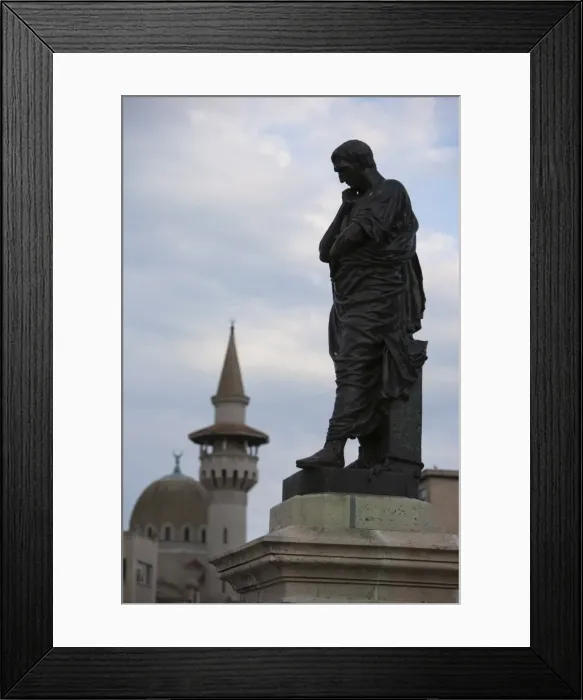 Framed Print : Ovid statue, Ovid Square, Mahmudiye mosque, Constanta, Romania, Europe Framed Print : Ovid statue, Ovid Square, Mahmudiye mosque, Constanta, Romania, Europe