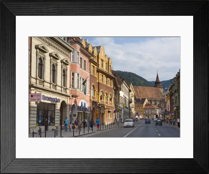 Framed Print : Republicii Street, Brasov, Transylvania, Romania, Europe Framed Print : Republicii Street, Brasov, Transylvania, Romania, Europe