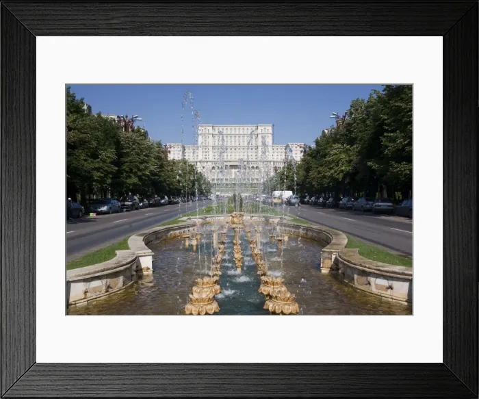 Framed Print : Fountains in front of the Palace of Parliament, former Ceausescu Palace