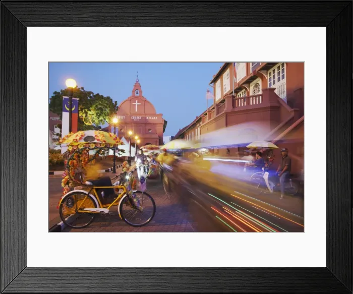 Framed Print : Trishaws passing in Town Square, Melaka, Malaysia, Southeast Asia, Asia Framed Print : Trishaws passing in Town Square, Melaka, Malaysia, Southeast Asia, Asia