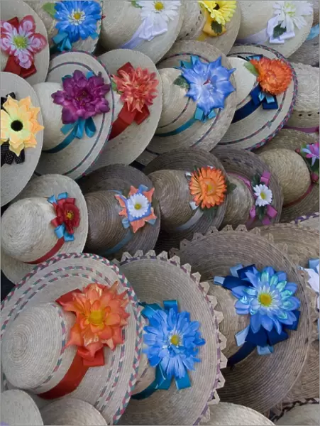 Handmade hats for sale, Plaza San Francisco, Patzcuaro, Michoacan, Mexico, North America