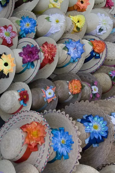 Handmade hats for sale, Plaza San Francisco, Patzcuaro, Michoacan, Mexico, North America