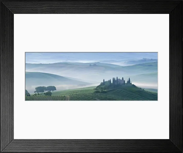 Framed Print : Dawn view of Val d Orcia showing Belvedere and rolling Tuscan countryside Framed Print : Dawn view of Val d Orcia showing Belvedere and rolling Tuscan countryside