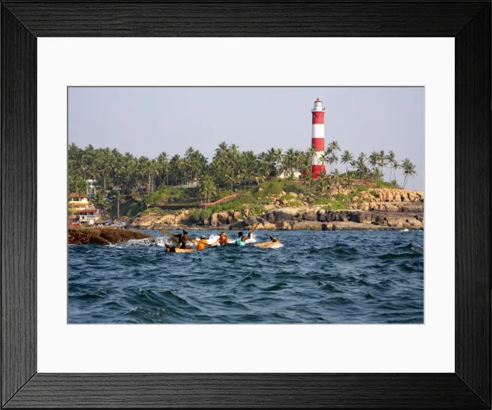 Framed Print : Tourists in a boat, Kovalam, Trivandrum, Kerala, India Framed Print : Tourists in a boat, Kovalam, Trivandrum, Kerala, India