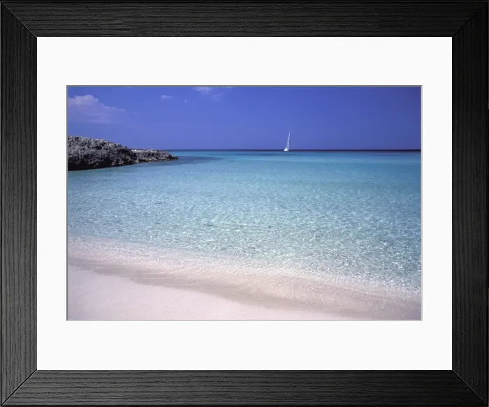 Framed Print : Beach and sailing boat, Formentera, Balearic Islands, Spain, Mediterranean, Europe Framed Print : Beach and sailing boat, Formentera, Balearic Islands, Spain, Mediterranean, Europe
